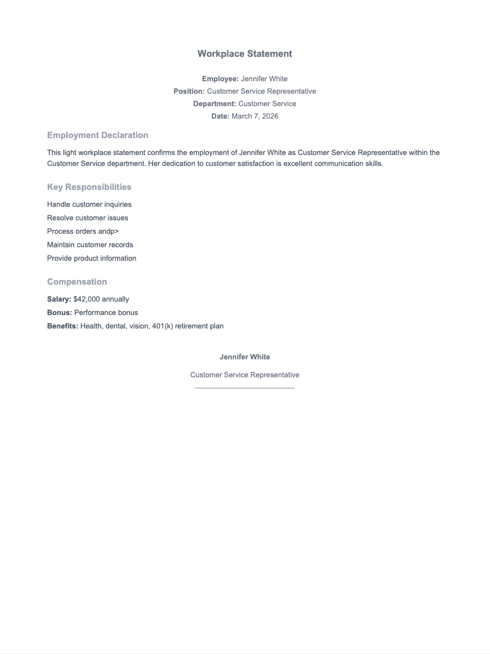 Light gray simple workplace statement